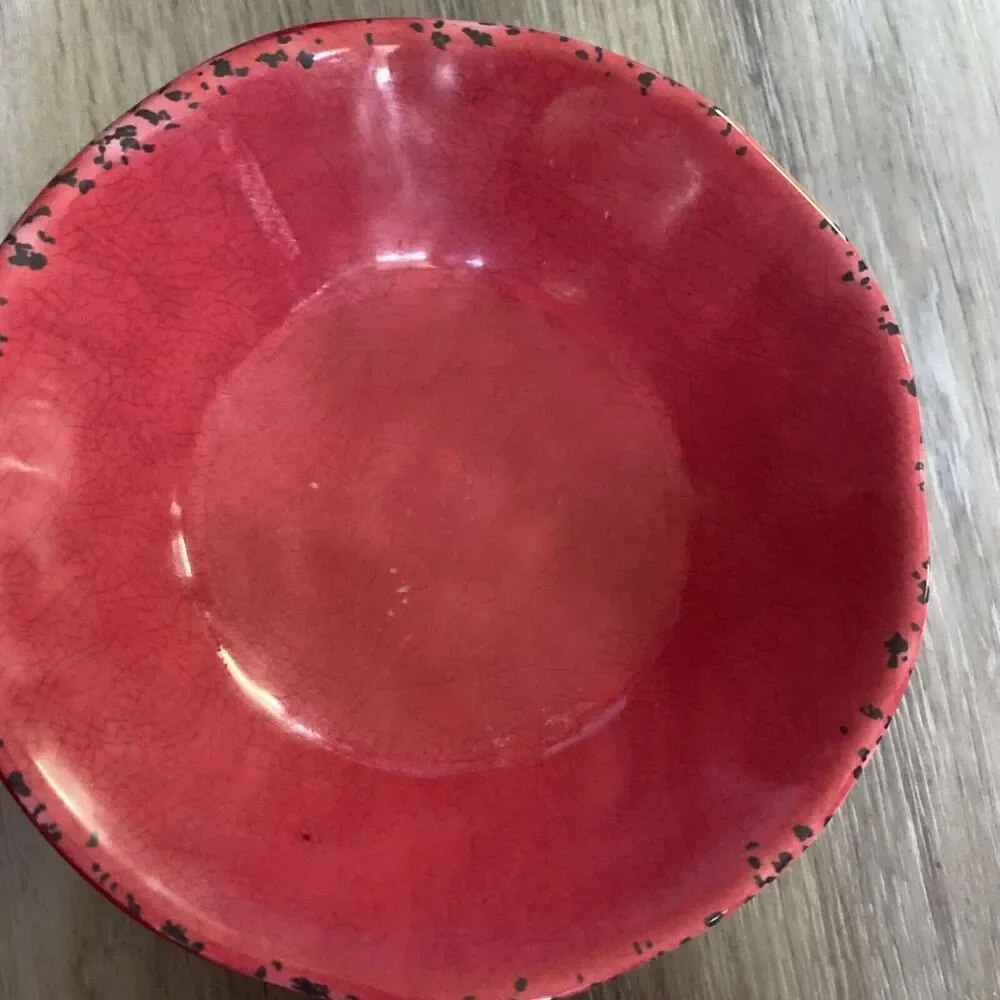 Tommy Bahama Melamine Red Salad Pasta Soup Bowls 7” Round Set of 4